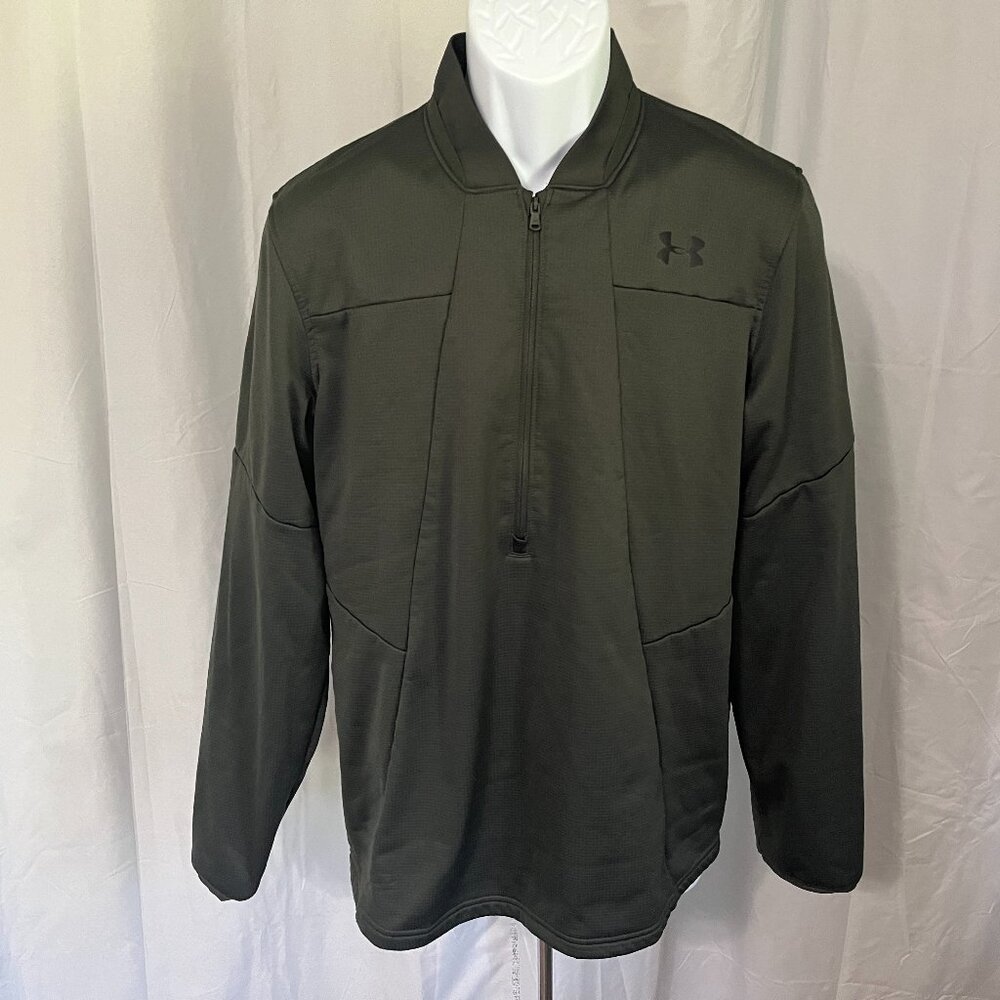 🏋️ Under Armour Men’s ColdGear 1/2 Zip Pullover Jacket Dark Green Medium M EUC